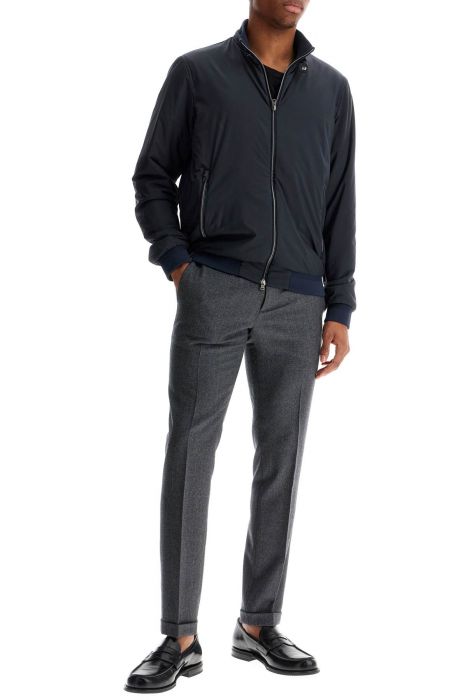 herno bomber impermeabile leggero in poliammide blu scuro con zip e tasche