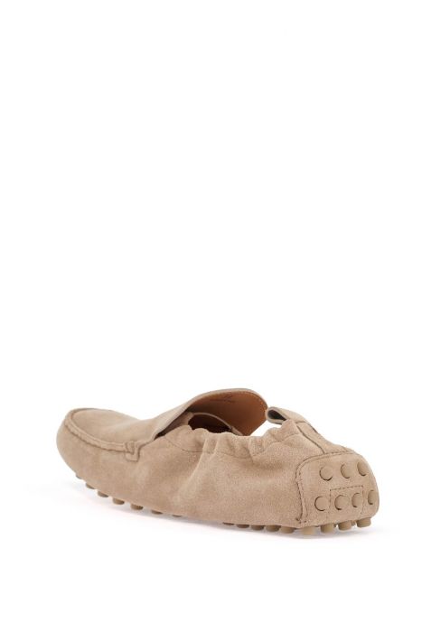 tod's gathered leather slippers in cord color