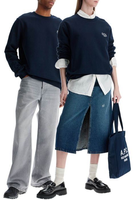 a.p.c. unisex dark blue organic cotton sweatshirt with embroidered logo