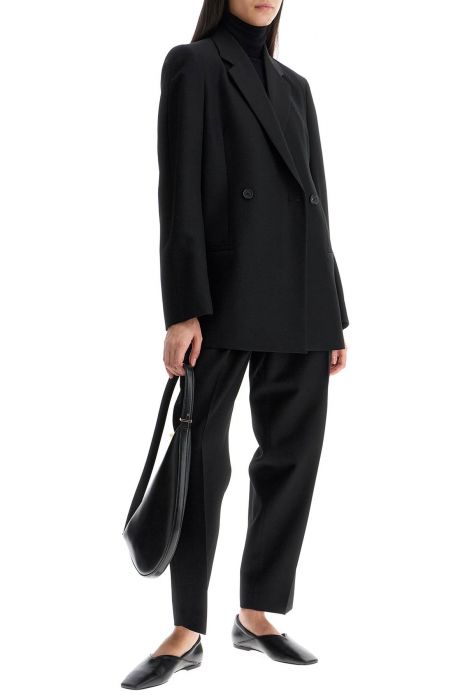 toteme tailored high-waisted wide-leg pants black sustainable materials