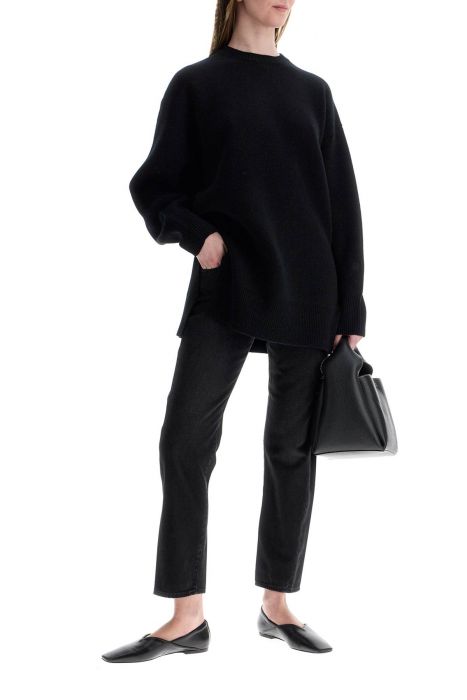 toteme faded black organic cotton jeans with twisted seams