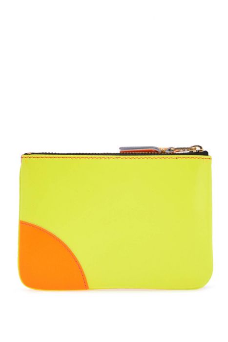 comme des garcons wallet portafoglio super fluo giallo in pelle con zip