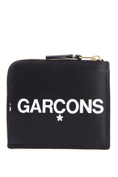 comme des garcons wallet portafoglio in pelle di vitello nero con logo grande sa3100hl