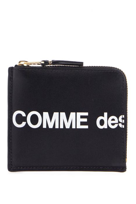 comme des garcons wallet portafoglio in pelle di vitello nero con logo grande sa3100hl