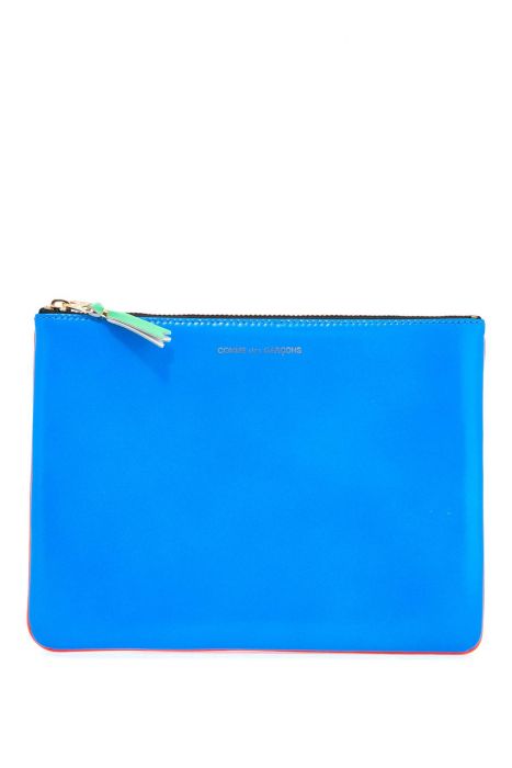 comme des garcons wallet super fluorescent blue goat leather wallet