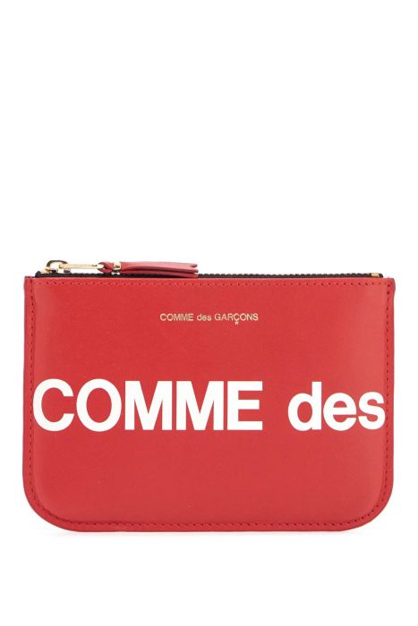comme des garcons wallet portafoglio in pelle minimalista rosso unisex
