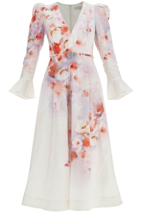 zimmermann white floral linen midi dress ciara