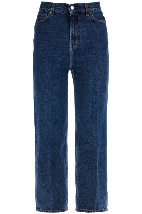 toteme dark blue organic cotton tapered jeans