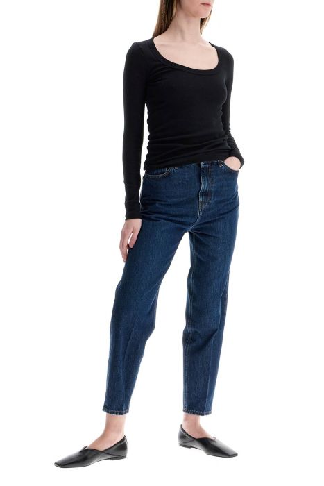 toteme dark blue organic cotton tapered jeans