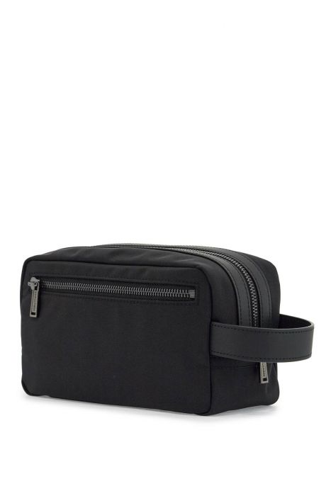 dsquared2 black rectangular beauty case in polyamide with side handle and zip