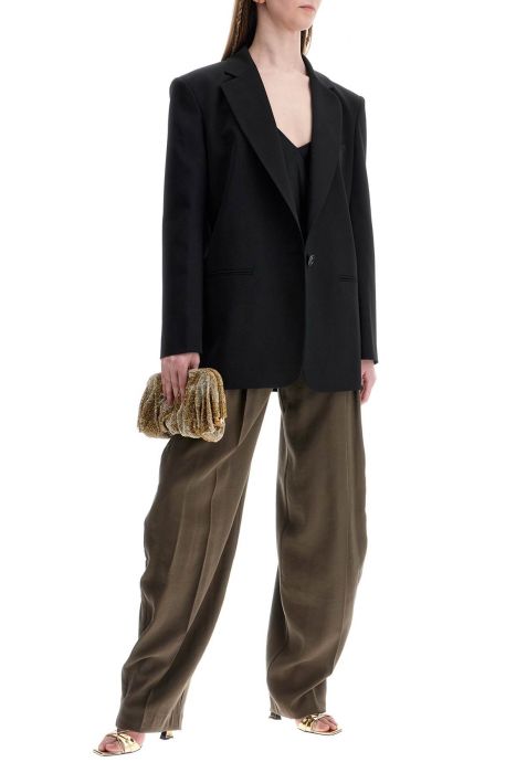 the andamane blazer in poliestere e lana nero oversize monopetto con scollo a v