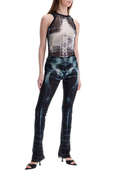 jean paul gaultier black polyamide pants with skeleton print