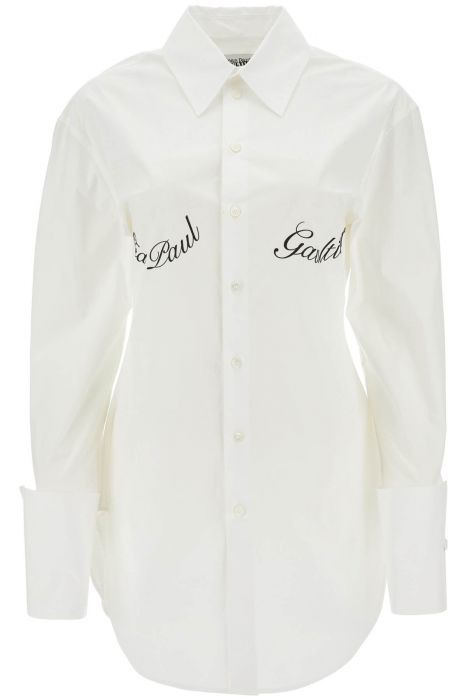 jean paul gaultier white poplin shirt with underboob print