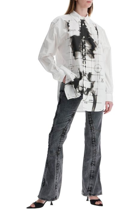 jean paul gaultier white cotton shirt with skeleton print front and back