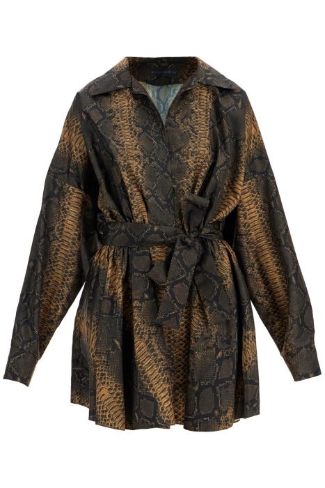 norma kamali brown snake print oversized mini dress