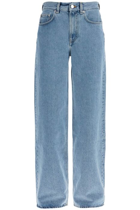 loulou studio organic denim wide leg high waist light blue washed pants