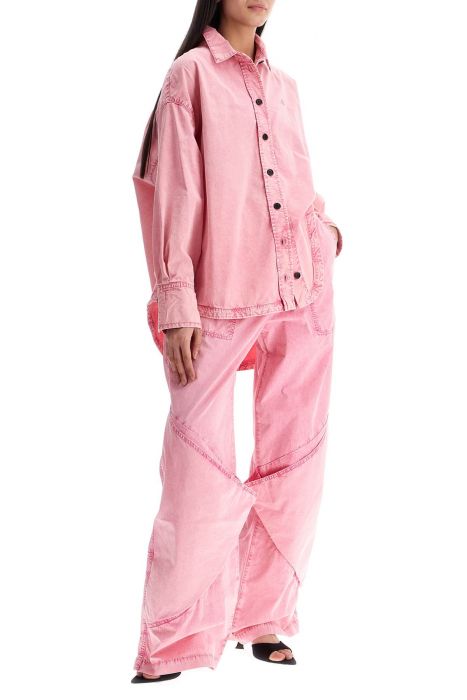 the attico high-waisted loose fit pink palazzo pants in cotton