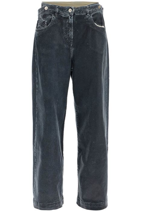 the attico loose fit high-waisted navy blue denim pants