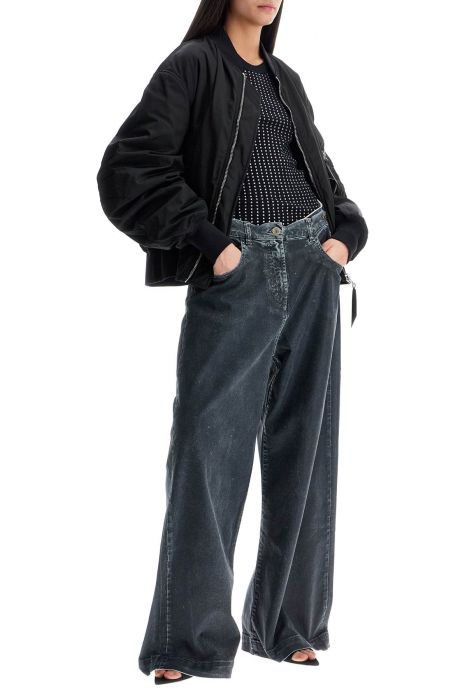 the attico loose fit high-waisted navy blue denim pants