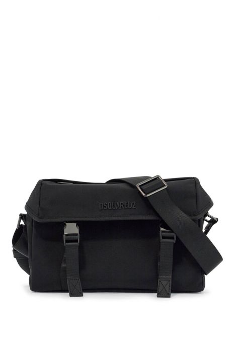 dsquared2 black shoulder bag in polyamide with spacious compartment
