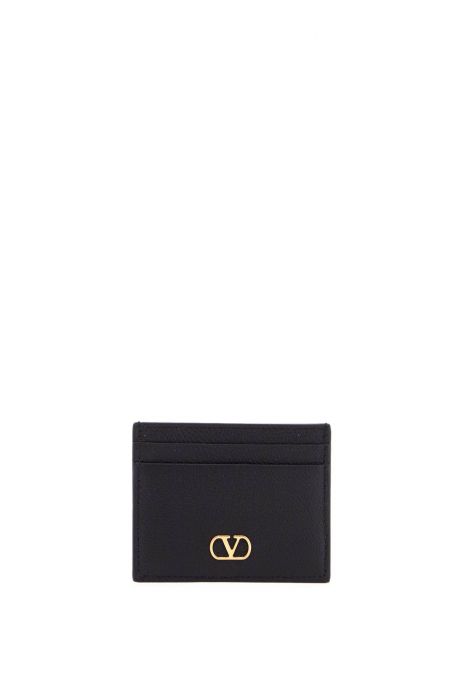 valentino garavani portafoglio minimalista in pelle nera con fessure per carte