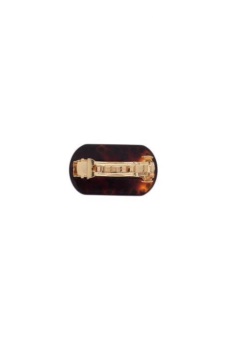 valentino garavani tortoiseshell green hair clip with crystals and gold details