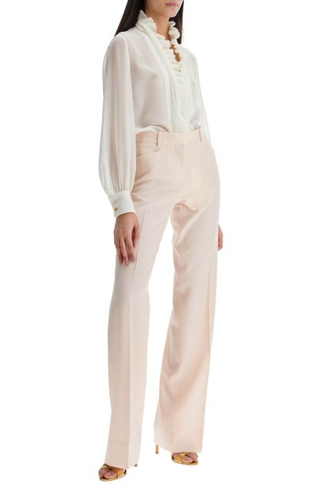 tom ford high waist wide leg pants in virgin wool light blush