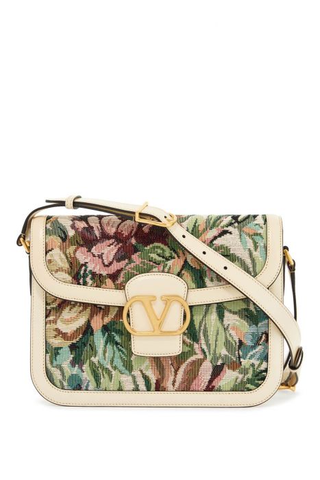valentino garavani multicolored floral shoulder bag in butter white leather