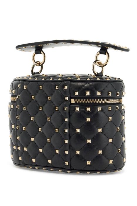 valentino garavani black quilted leather cylindrical vanity bag with chain
