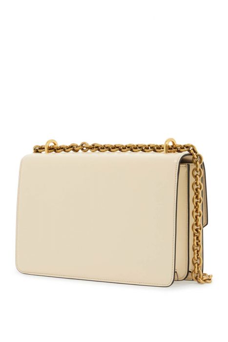 valentino garavani borsa a spalla in pelle butter white con tracolla catena