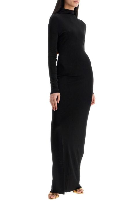 khaite maxi dress with high neck slim black