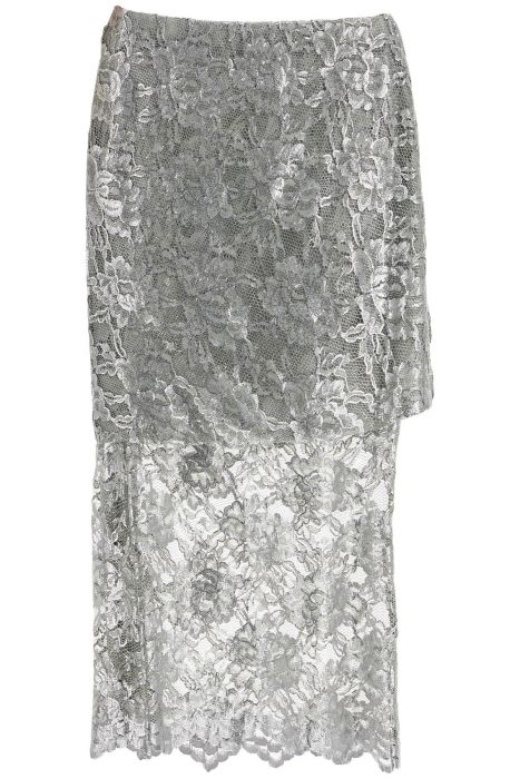 the attico silver lace midi skirt