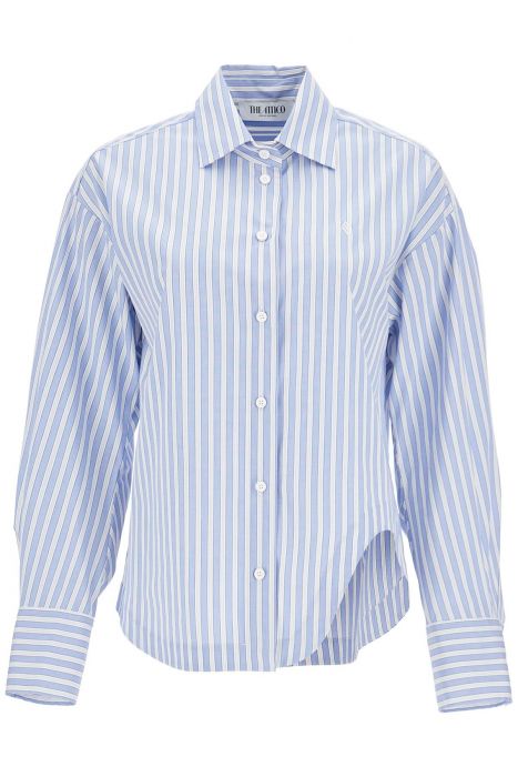 the attico blue and white striped oversized cotton shirt