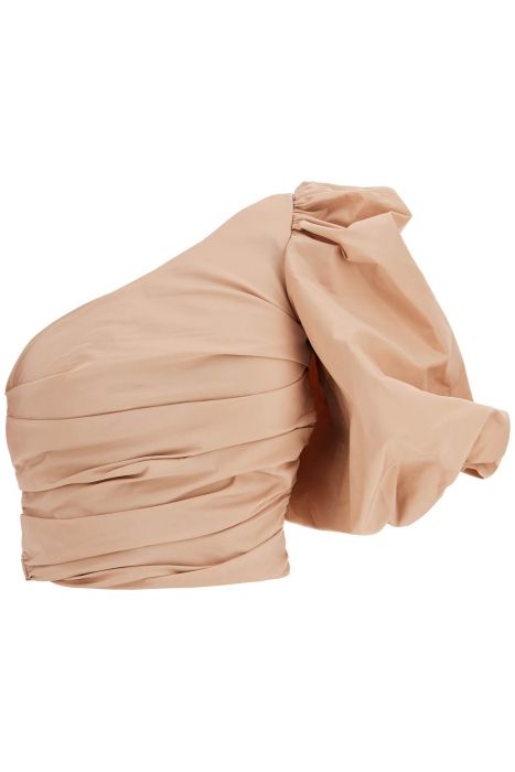 pinko top in taffeta rosa cammeo asimmetrico monospalla