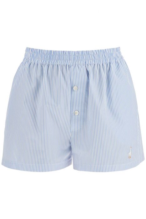 moschino light blue striped elegant and refined women's cotton pants