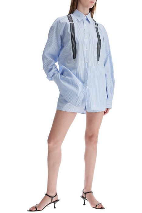 moschino light blue striped elegant and refined women's cotton pants