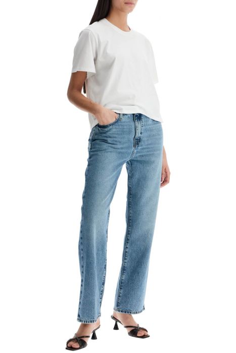 frame light blue high-waisted straight ankle jeans le jane