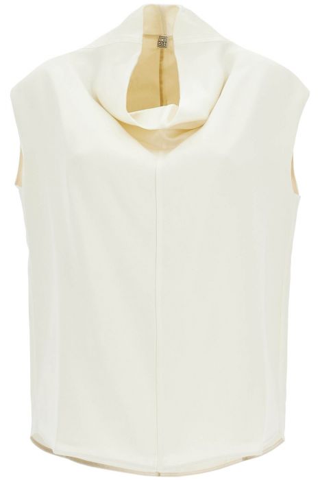 toteme toteme top senza maniche collo a imbuto macadamia viscosa e acetato elegante