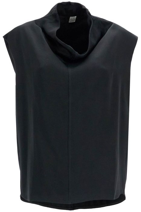 toteme sleeveless black funnel neck top