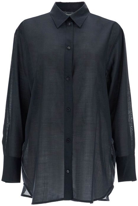 toteme black relaxed fit wool shirt