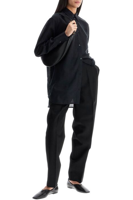 toteme black relaxed fit wool shirt