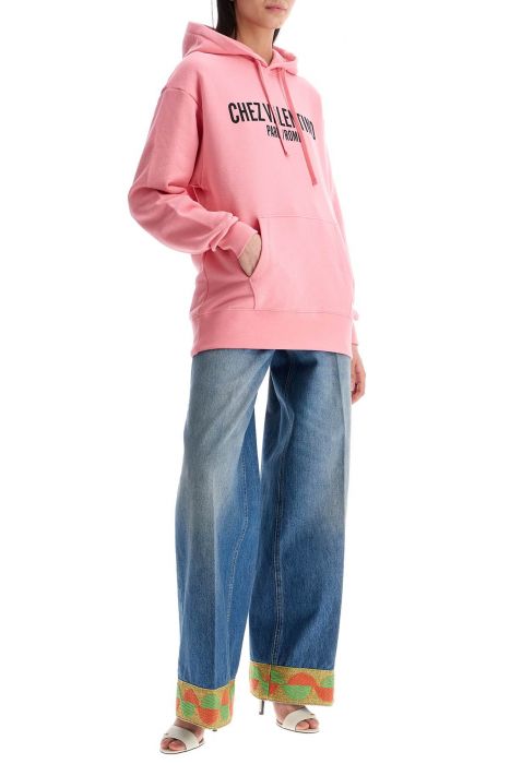 valentino garavani pink cotton hoodie with kangaroo pocket