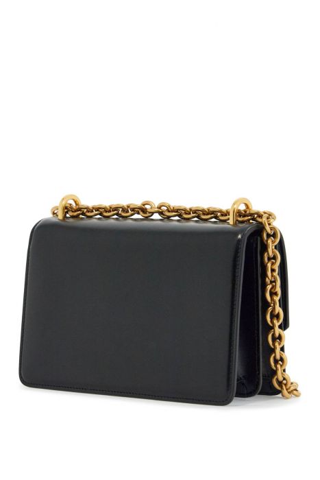 valentino garavani borsa a spalla small in pelle nera con catena dorata
