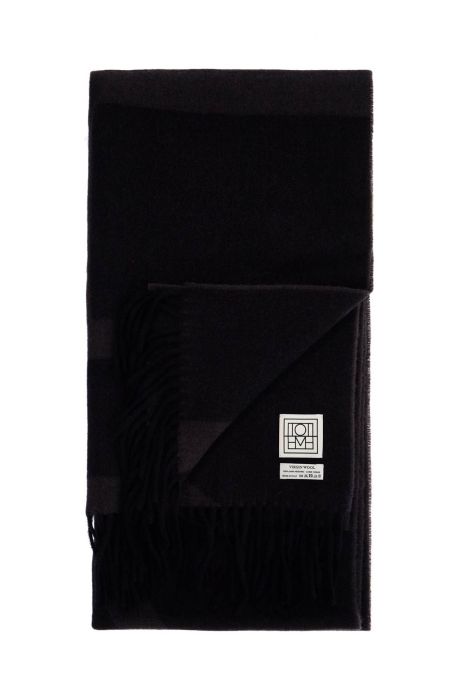 toteme charcoal grey monogram jacquard wool scarf