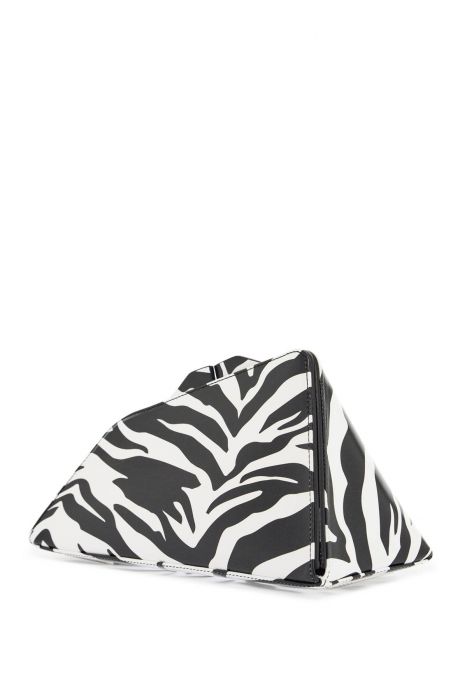 the attico black and white zebra print calfskin clutch with zip