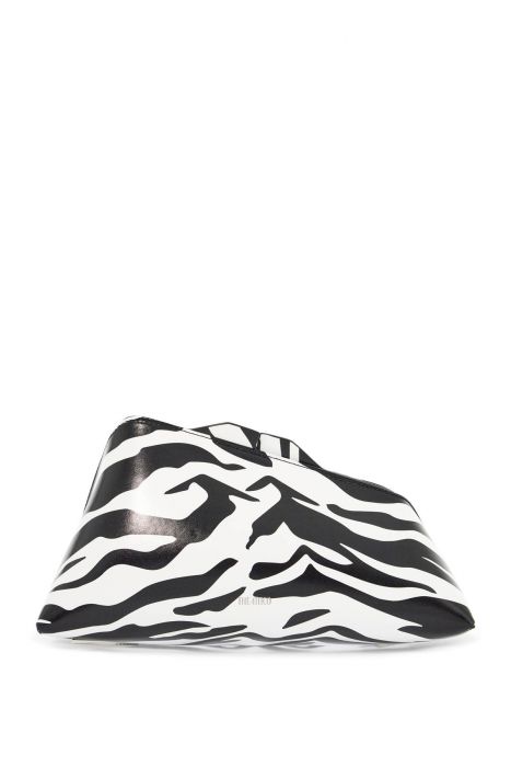 the attico black and white zebra print calfskin clutch with zip