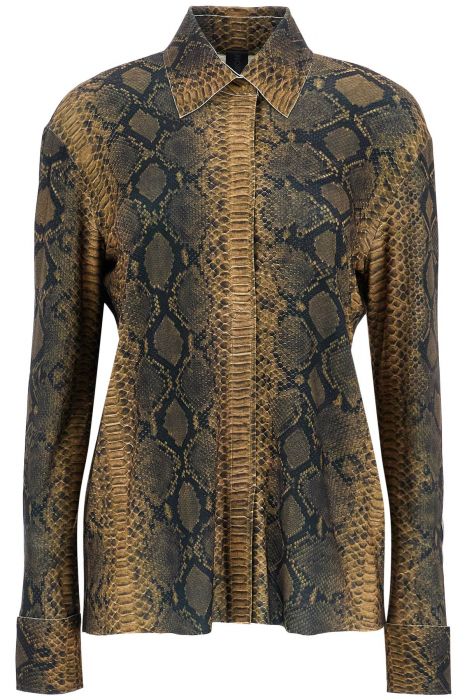 norma kamali camicia stampa python marrone maniche lunghe