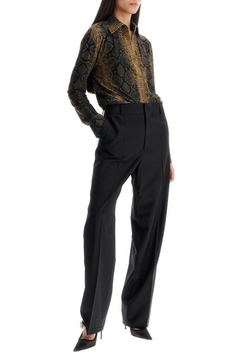 norma kamali camicia stampa python marrone maniche lunghe