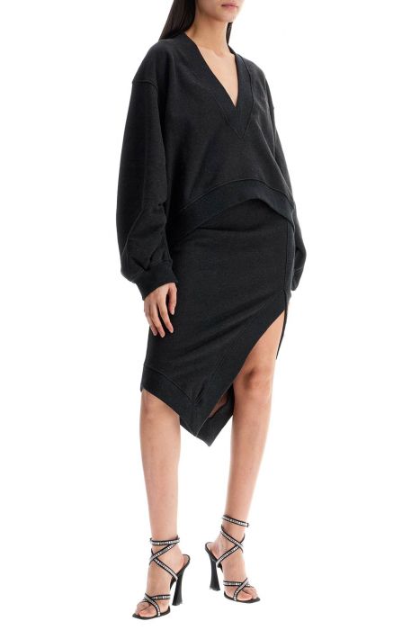the attico oversized sweatshirt with deep v-neck in gradient black