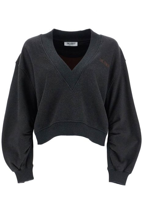 the attico oversized sweatshirt with deep v-neck in gradient black